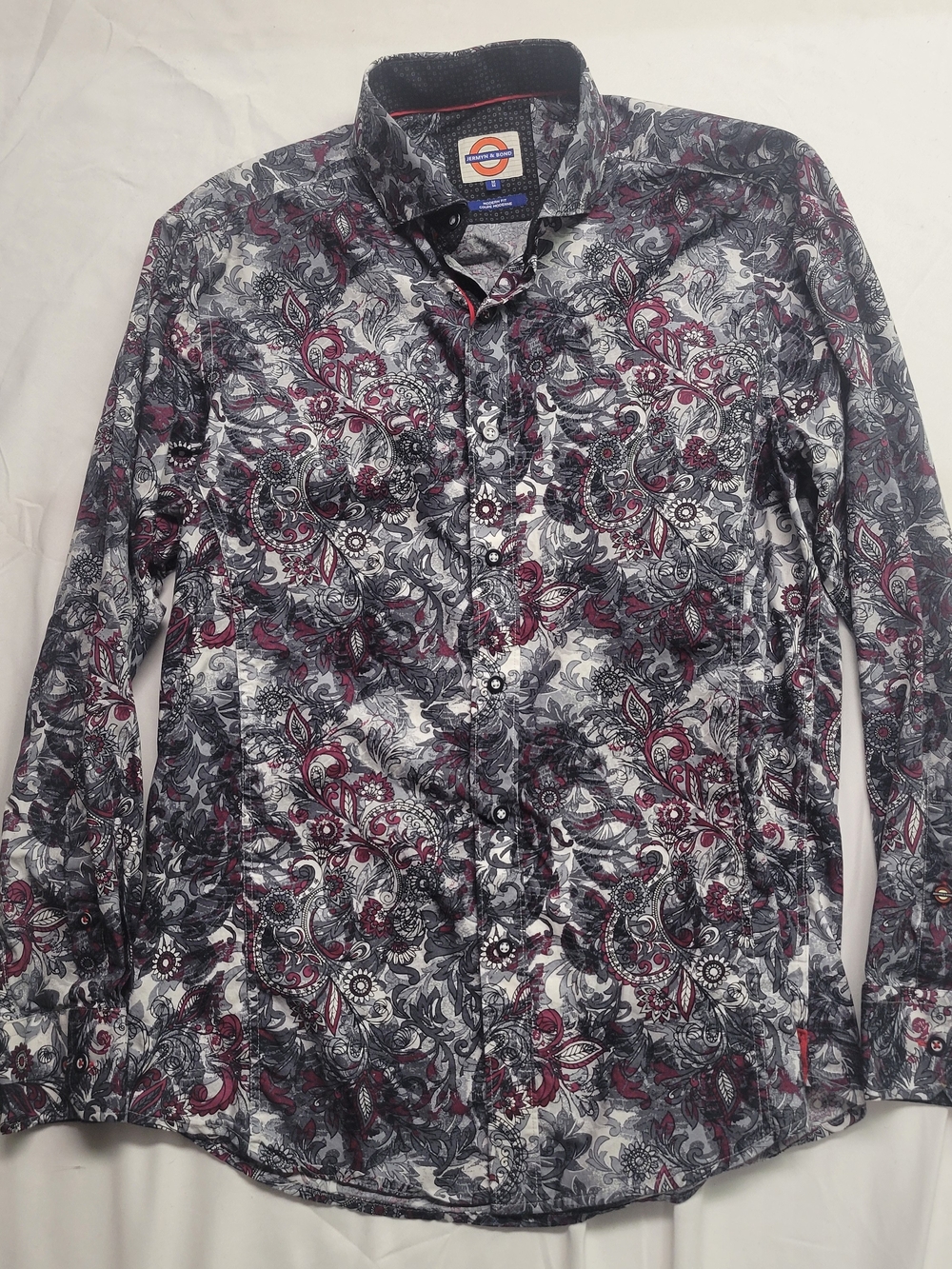 Jermyn & Bond Modern Fit Floral Paisley Button Front Shirt Men's Medium